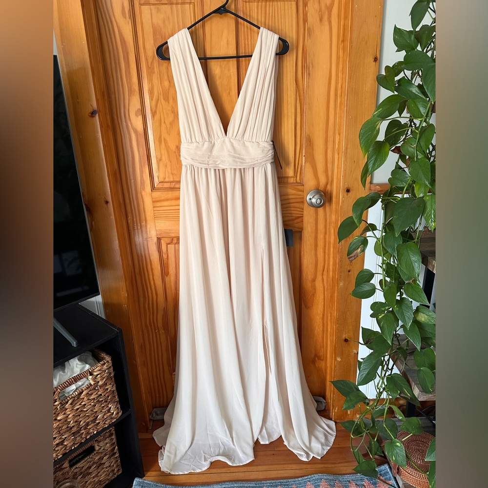 NWT LuLus Heavenly Hues Cream Maxi Dress - Picture 9 of 16
